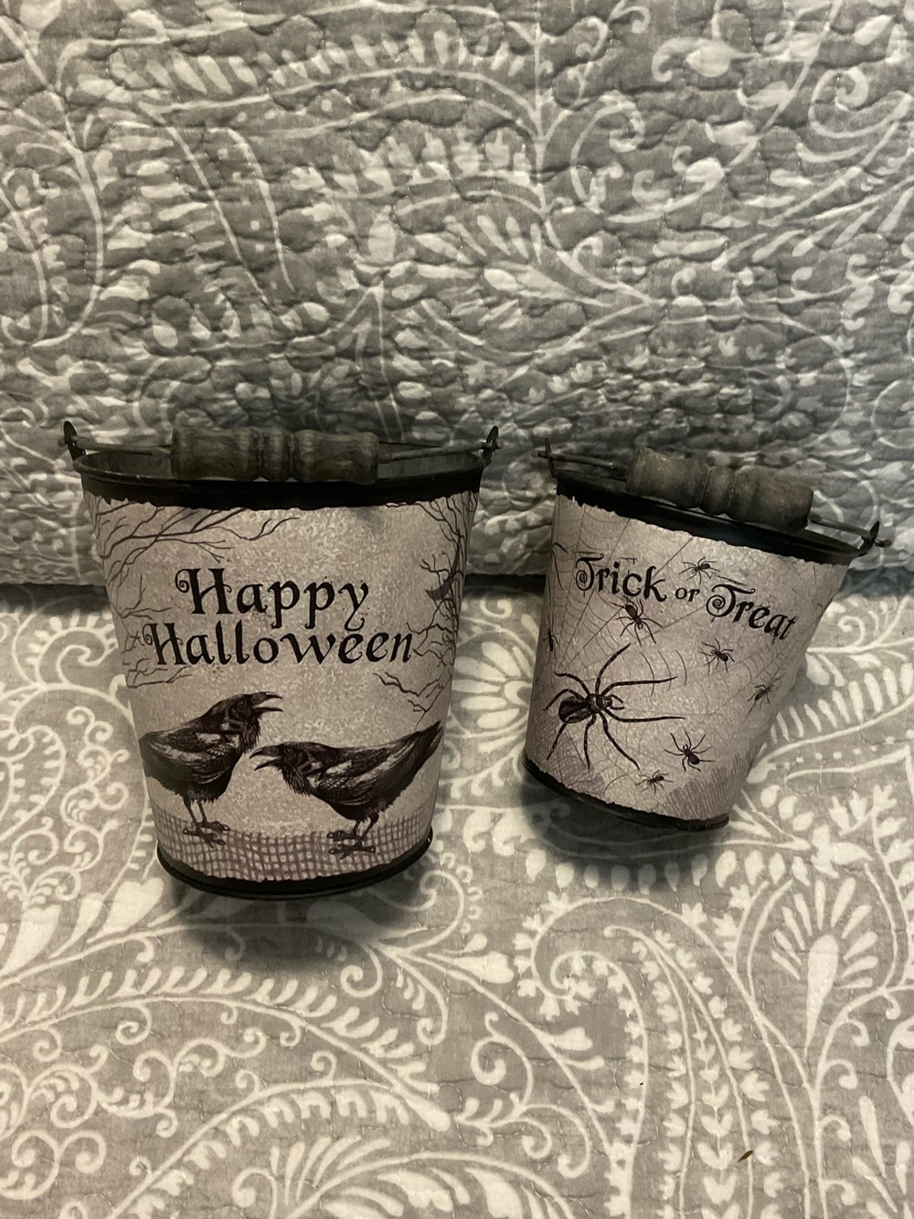 Retired Primitives by Kathy Spooky Image Vintage Halloween Nesting Buckets Pair